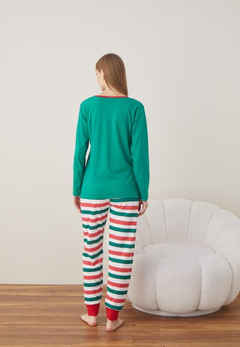 Pijama Dama Craciun "WHAT THE ELF ? " ,maneca lunga ,pantaloni lungi,Engros